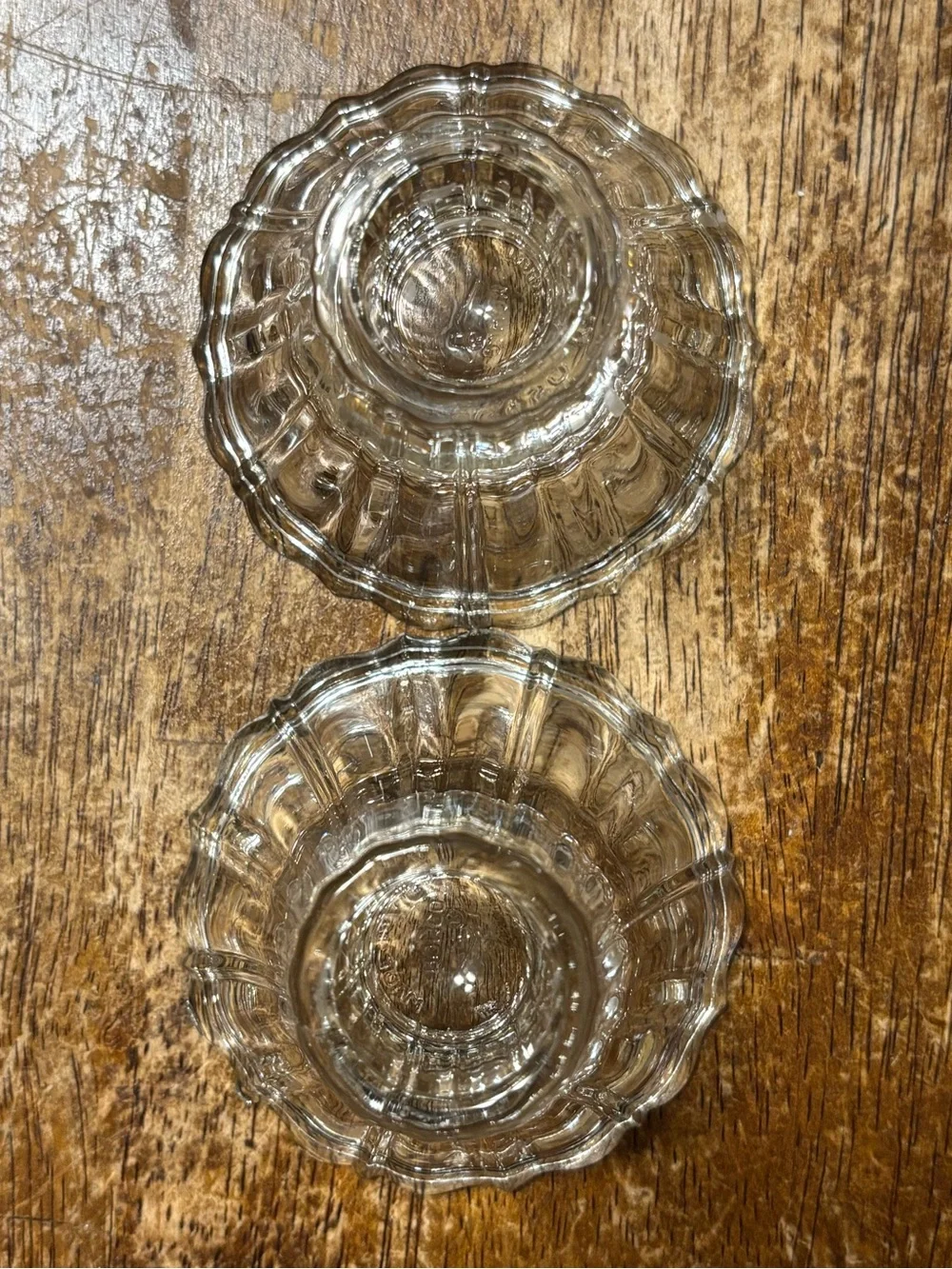 Vintage HOMCO Home Interiors Clear Glass Candle Holders Pair Made in USA Scallop